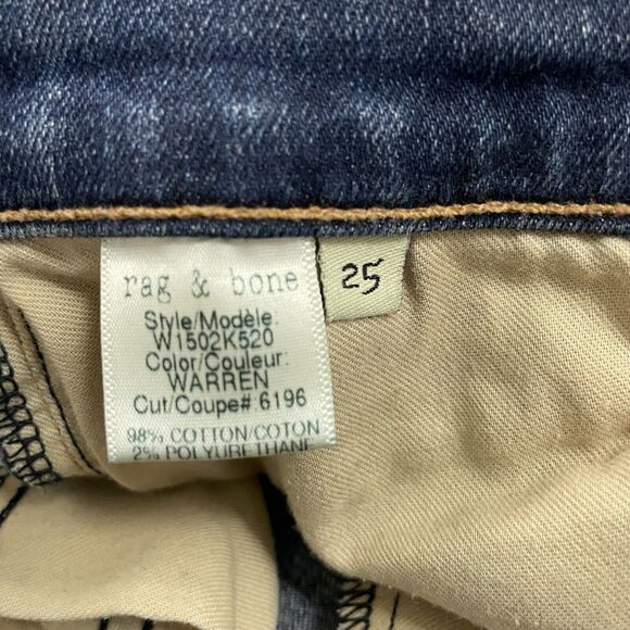 Rag & Bone Women's Size 25 Blue Distressed Low-Rise Stretch Denim Skinny Jeans - Picture 9 of 11